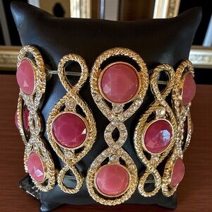 Gold Watermelon Gems 2.5 wide bracelet Vintage estate sale today only